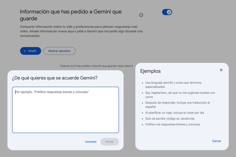 La IA de Google permite guardar información e instrucciones personalizadas