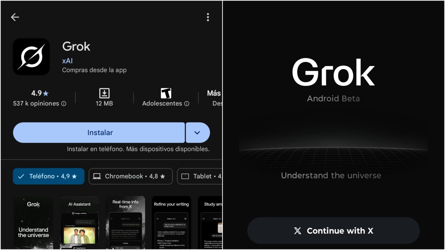Qué puede hacer la app de Grok en Android y cómo se usa