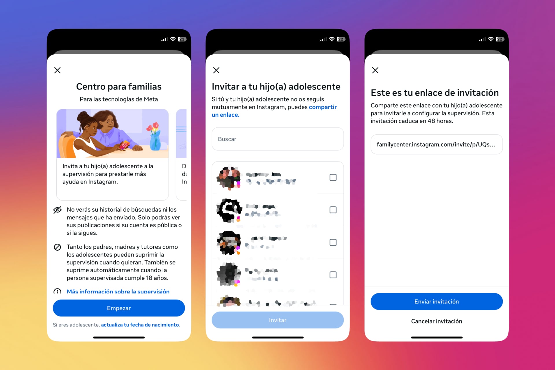 Activa la supervisión para vigilar cuentas de Instagram de menores