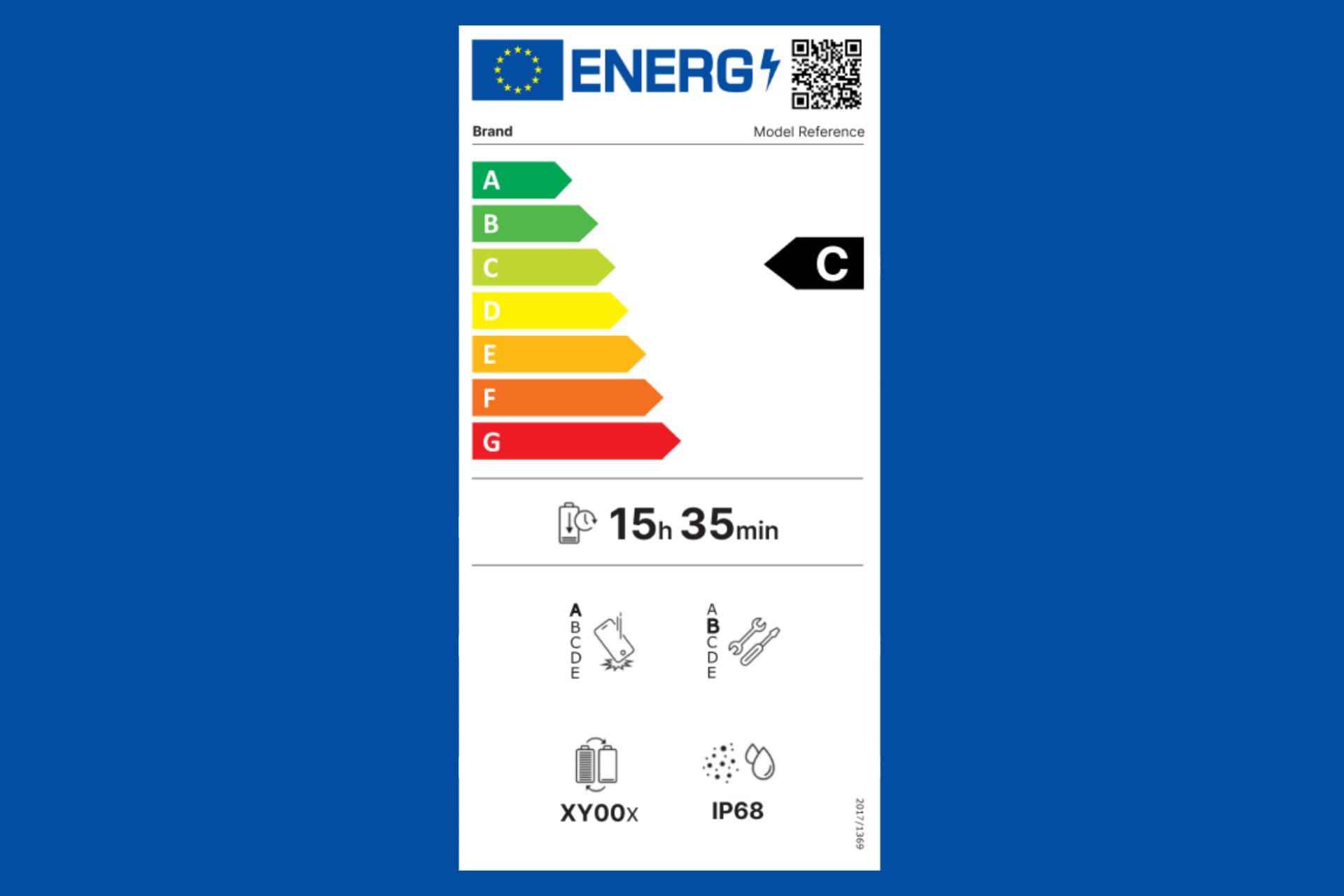 La etiqueta energética te dará información sobre tu nuevo dispositivo, como la duración de la batería o las piezas de recambio