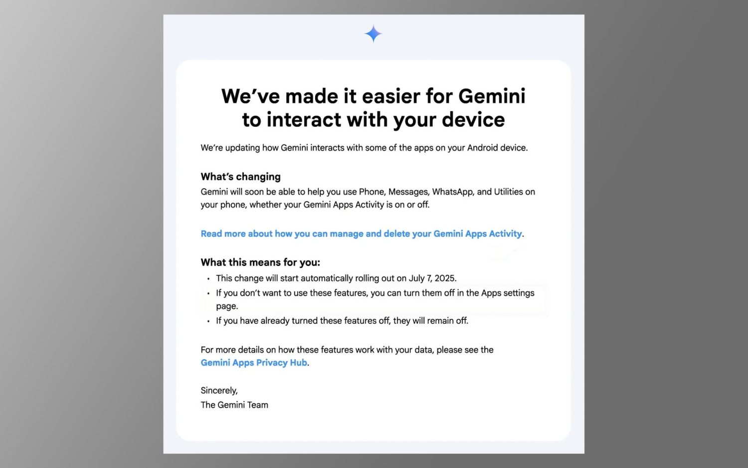Gemini, control de aplicaciones.