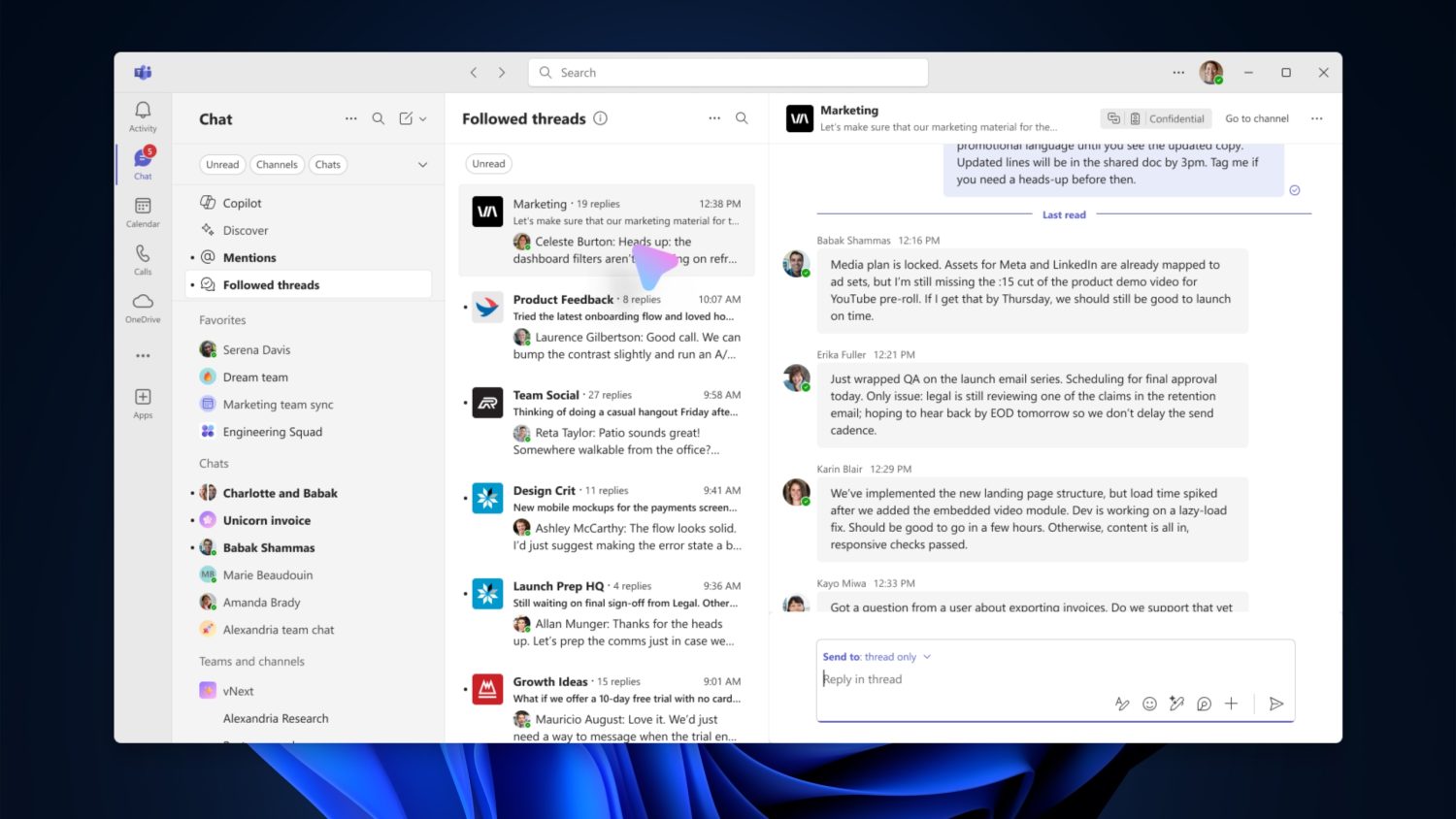 Microsoft Teams copia los hilos de conversación de Slack