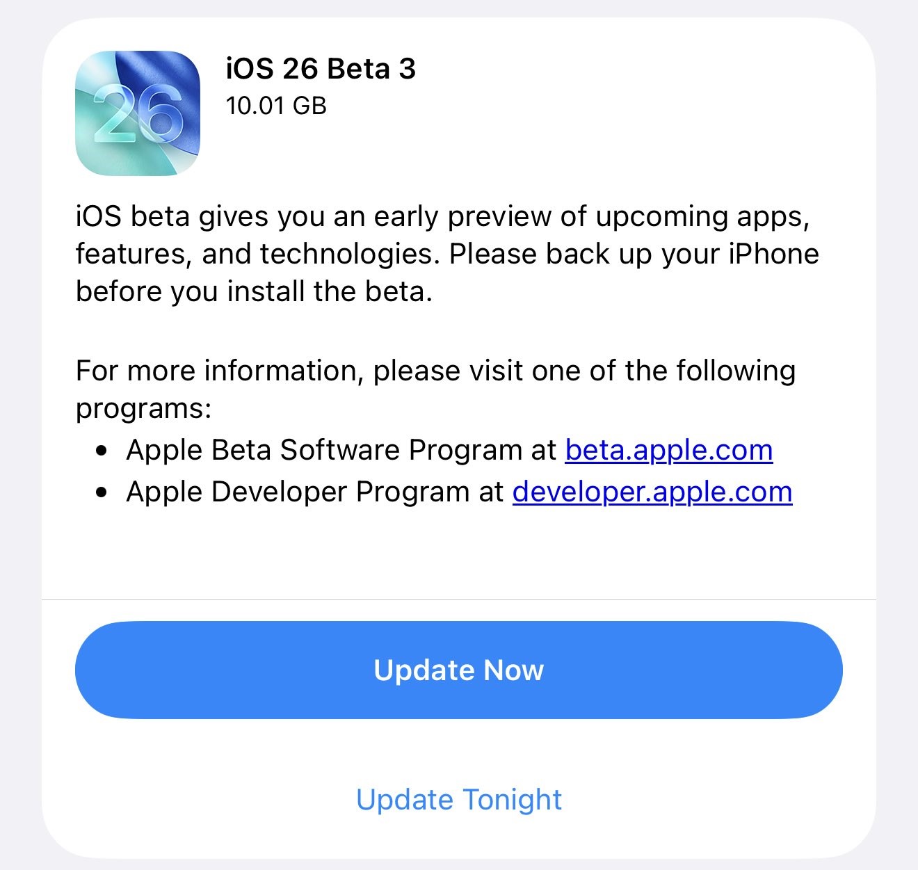 Beta 3 iOS 26