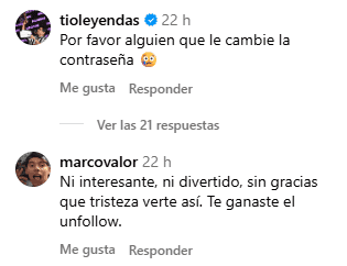  Comentarios en el último video. IG / @ch14_ 