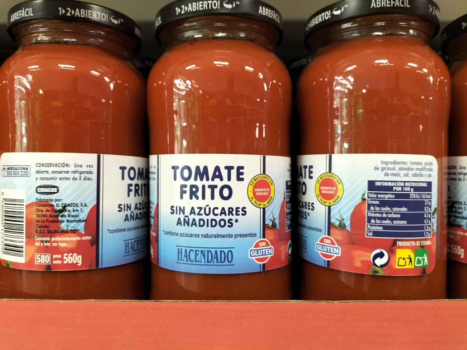 Tomate frito sin azúcares añadidos de Mercadona