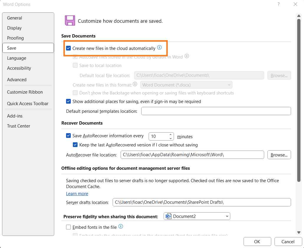 Word OneDrive