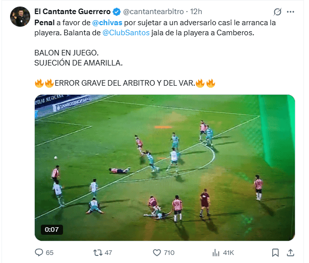   Denuncias a través de X por parte de aficionados de Chivas contra el arbitraje del presente torneo Apertura 2025 de la Liga MX. X / @cantantearbitro