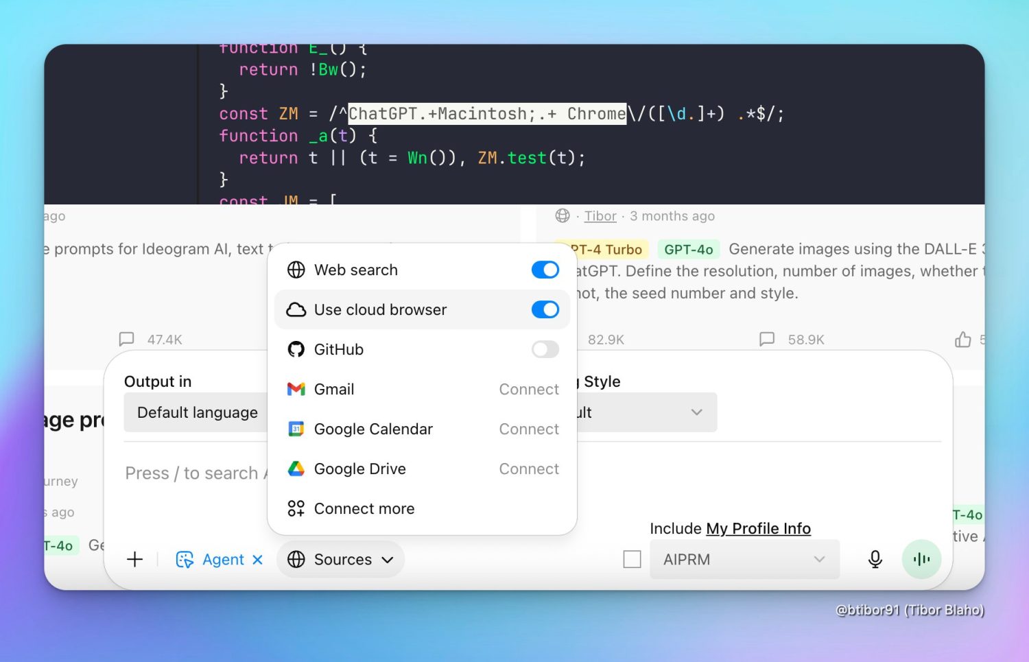 Referencia al navegador de OpenAI en ChatGPT