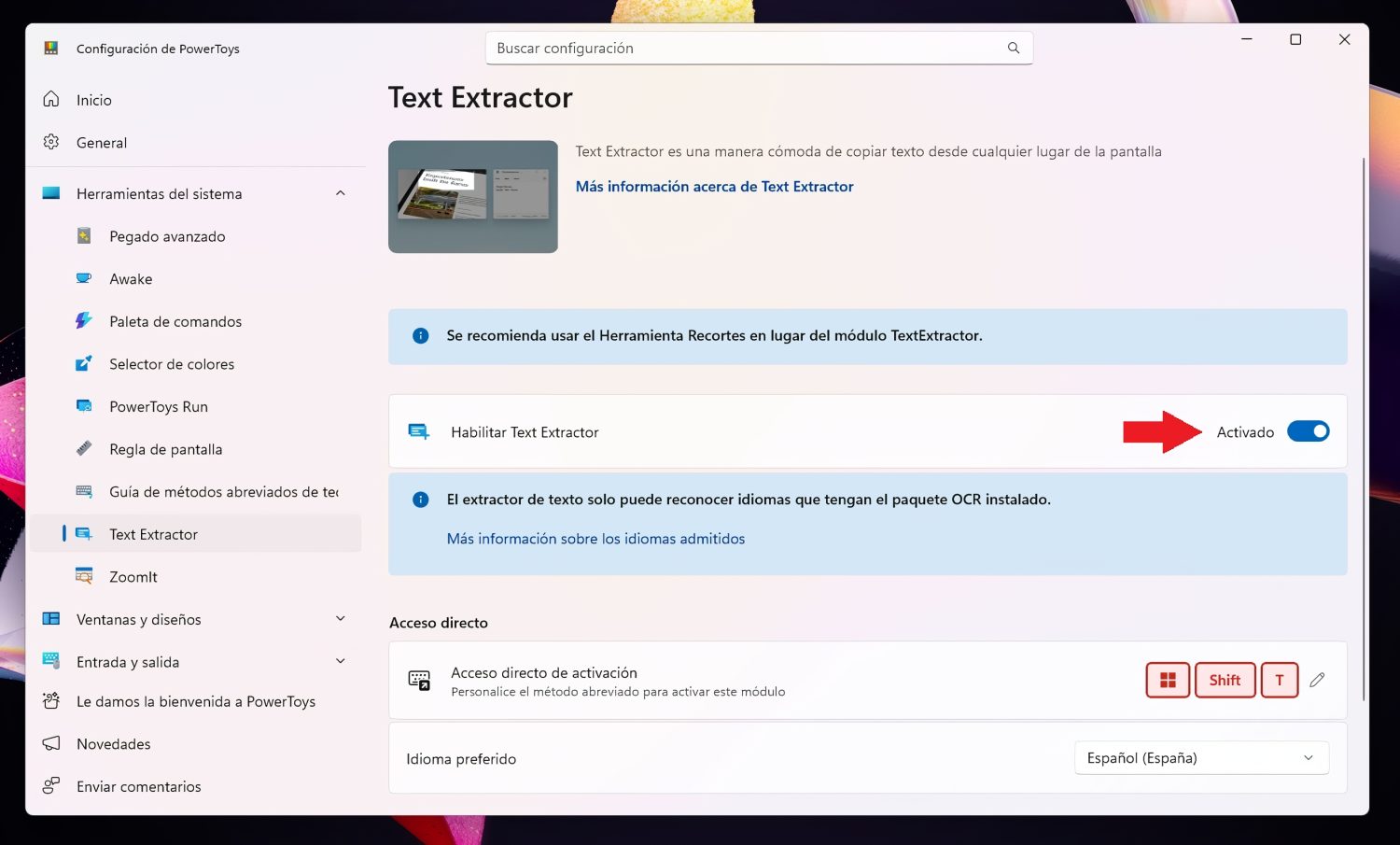 Cómo copiar el texto de una imagen o PDF con PowerToys en Windows 11