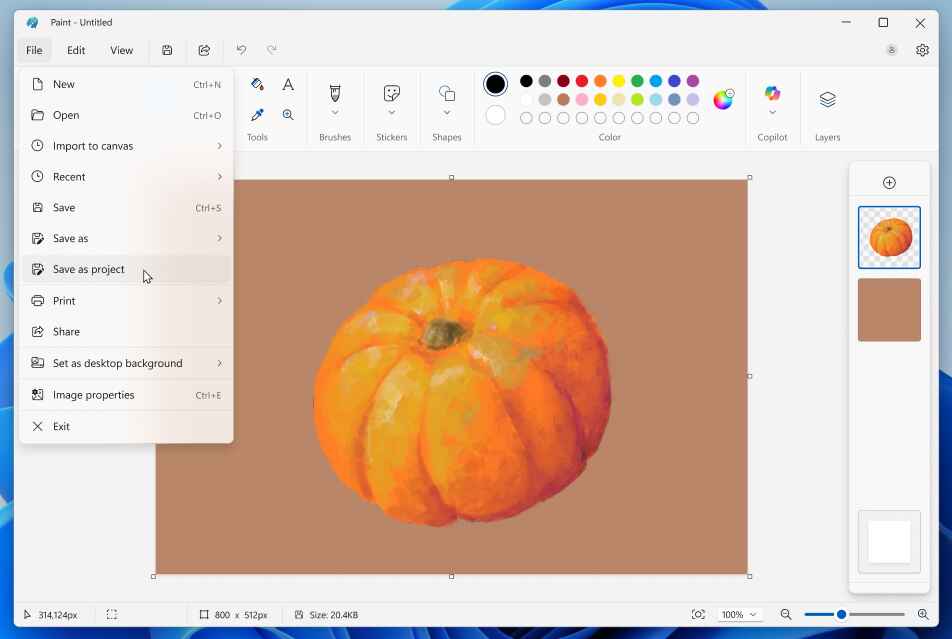 Archivos de proyecto en Microsoft Paint