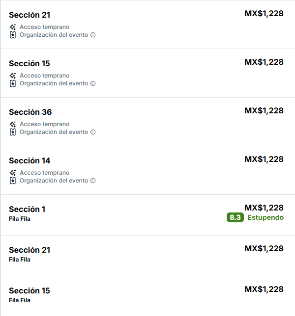 Precios de las localidades en el Estadio Jalisco. ESPECIAL / Viagogo   Precios de las localidades en el Estadio Jalisco. ESPECIAL / Viagogo