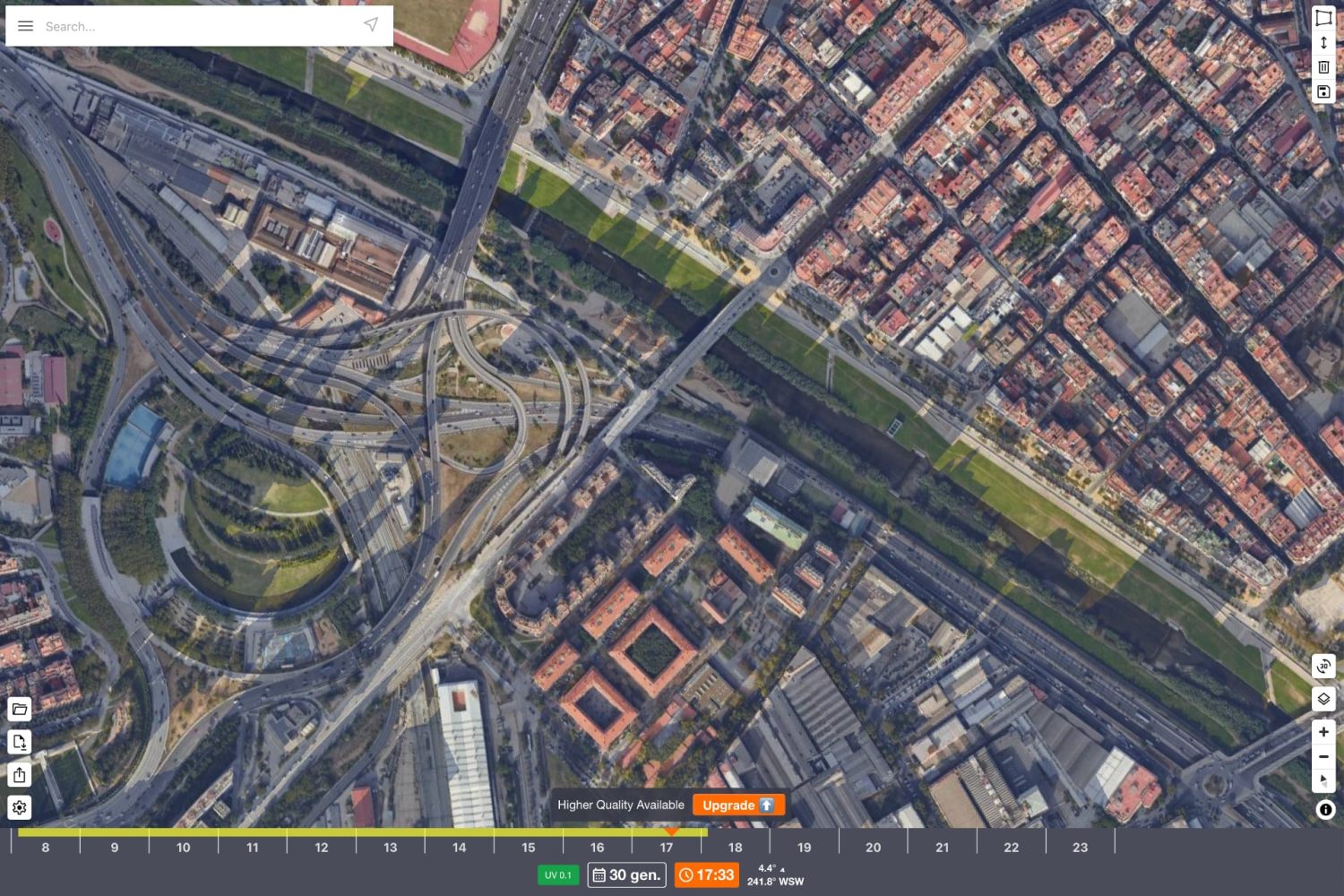 ShadeMap, mapa con luz solar y sombras Google Maps