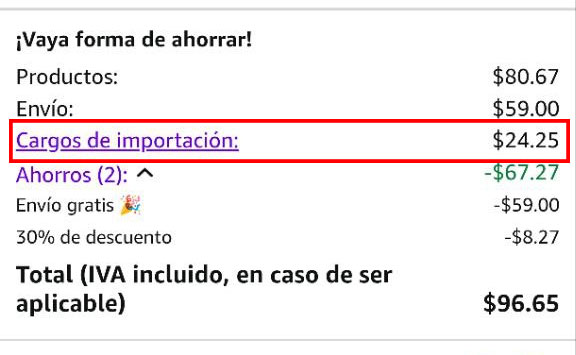 Cargos de Amazon Bazaar en pesos mexicanos.