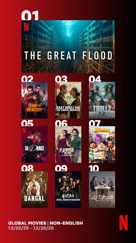 La imagen, capturada de Tudum, el sitio web oficial de Netflix, muestra la lista de las 10 películas de habla no inglesa más vistas en la plataforma del 22 al 28 de diciembre de 2025. (Prohibida su reventa y archivo)