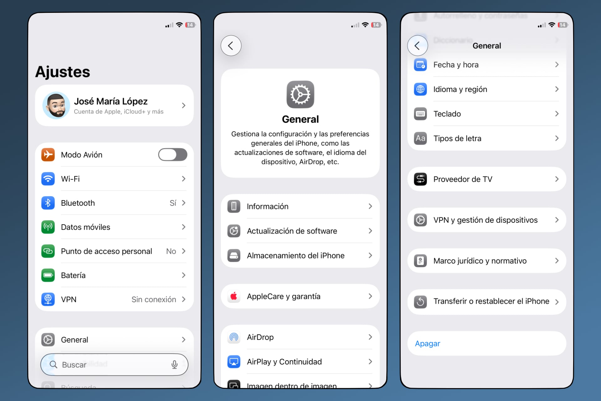 Puedes apagar el iPhone desde los ajustes de tu teléfono