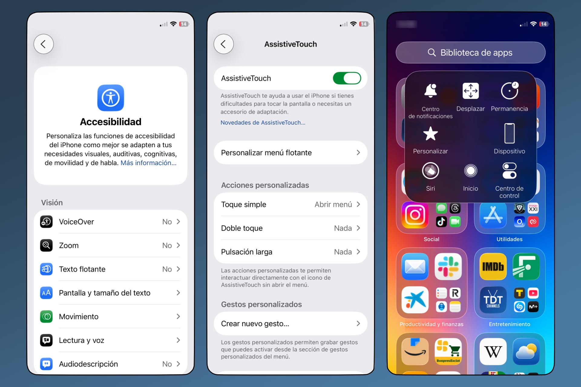 Los atajos de AssistiveTouch te ayudarán también a reiniciar tu iPhone o apagarlo