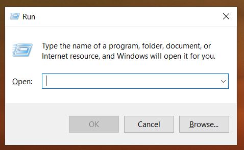 Comando ejecutar en Windows 10.