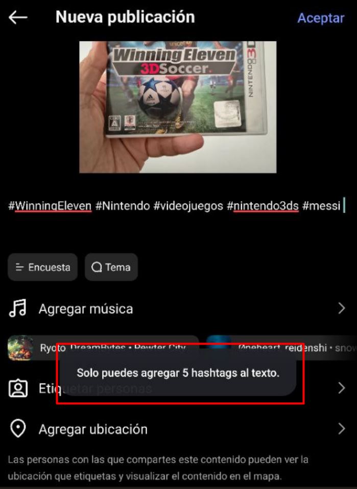 Límite de hashtags Instagram