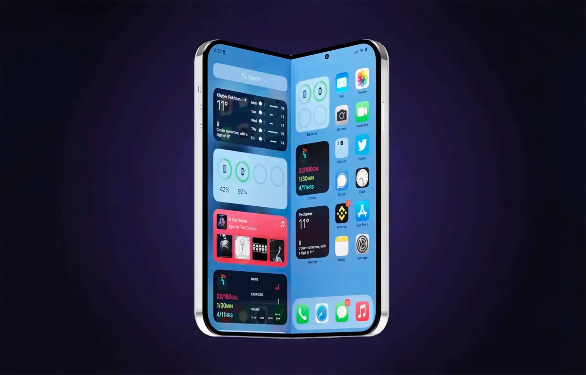 Imagen conceptual del futuro iPhone plegable