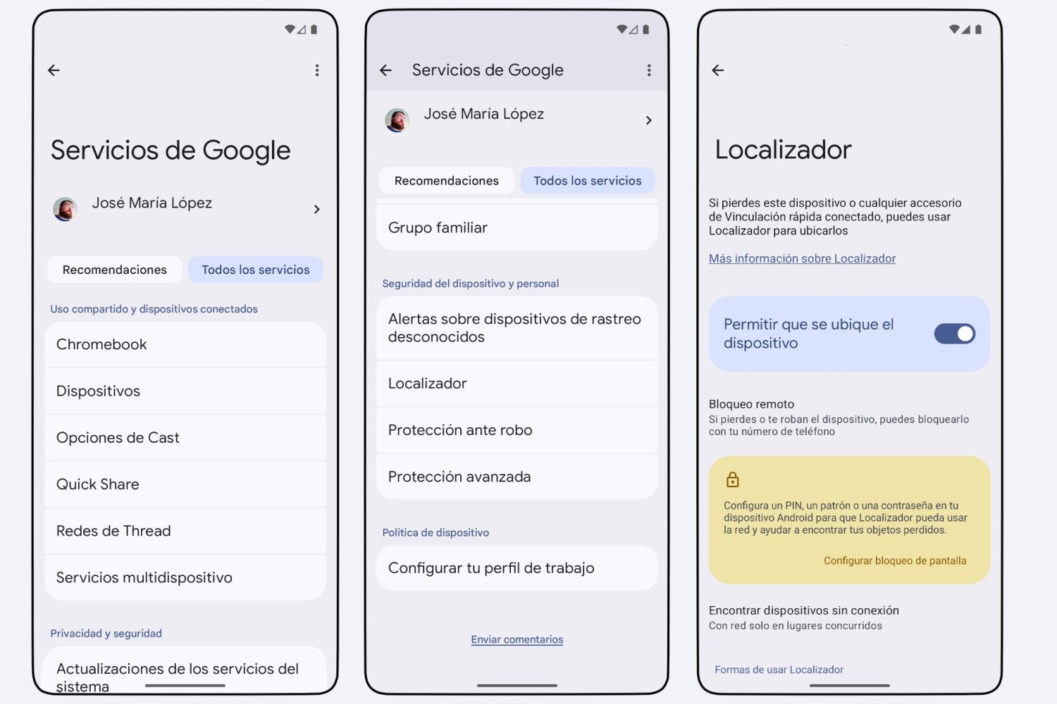 Encontrar Android sin conexión con la función Localizador