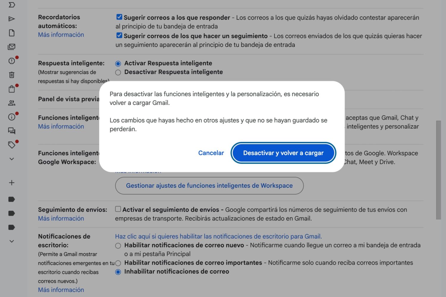 Desactivar Gemini en Gmail