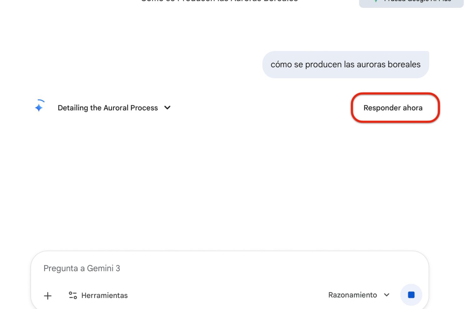Botón responder ahora Gemini