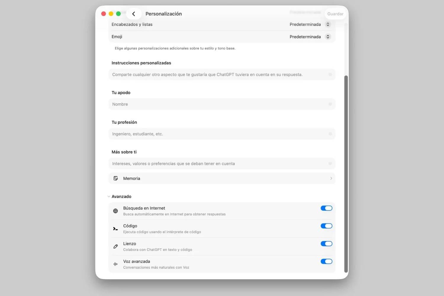 Chat temporal de ChatGPT