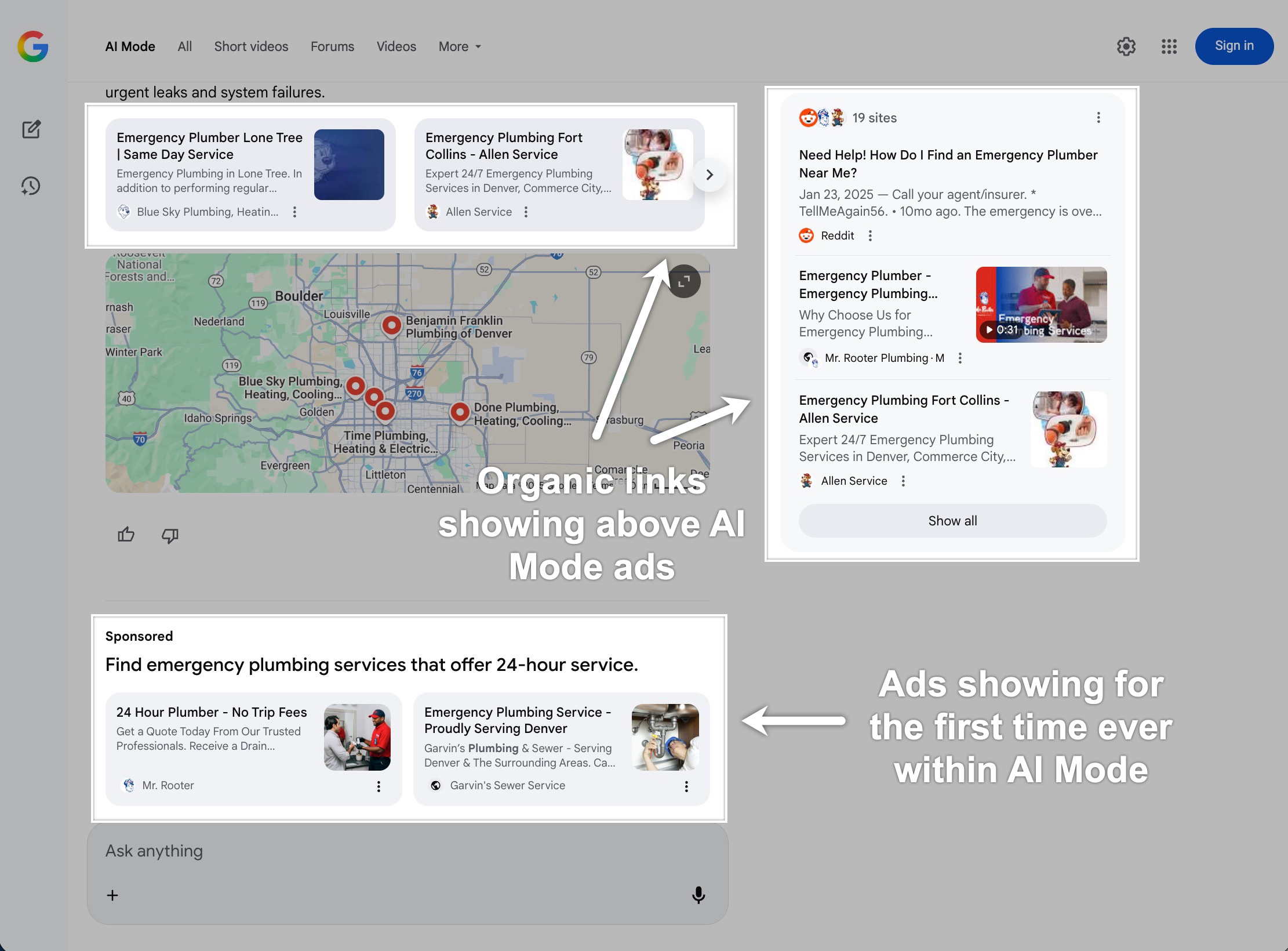 anuncios en el Modo IA con Gemini