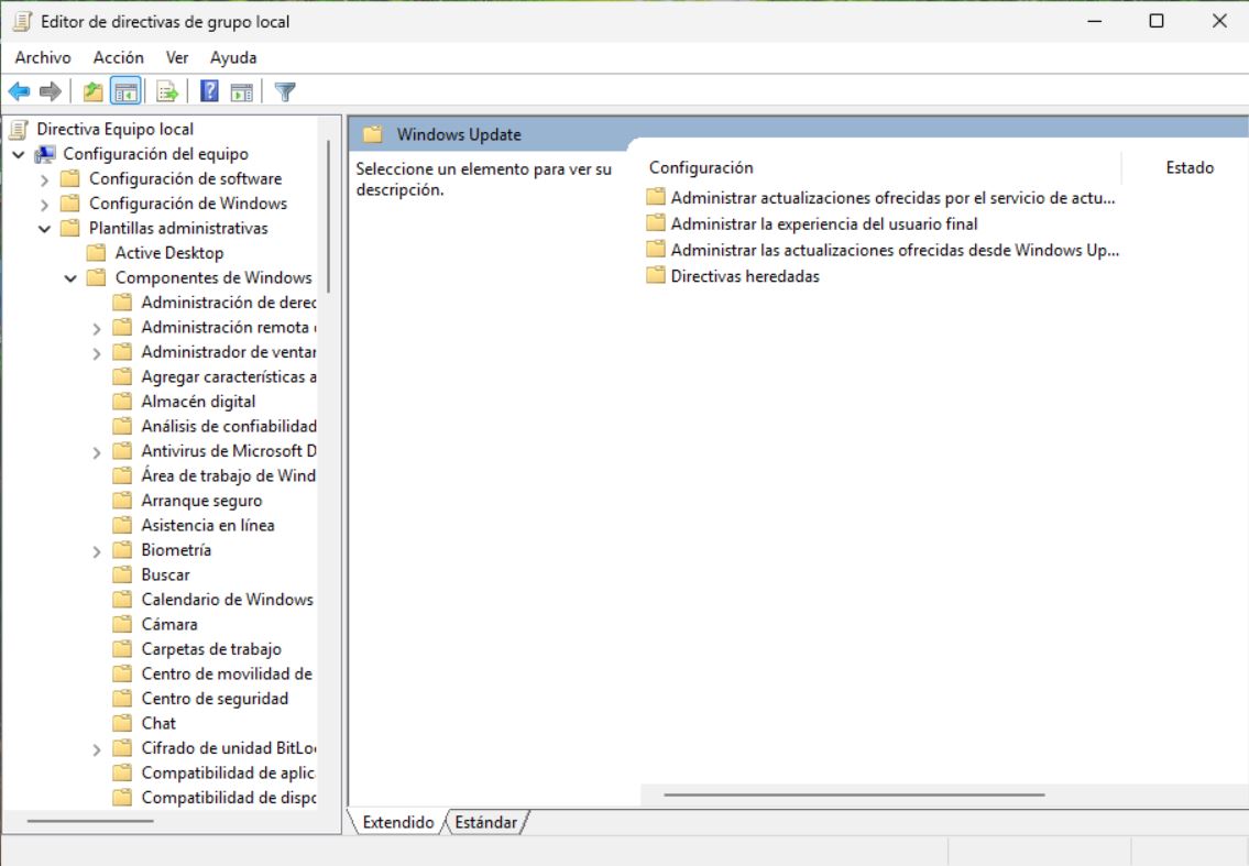 actualizaciones Windows 11 en gpedit.msc