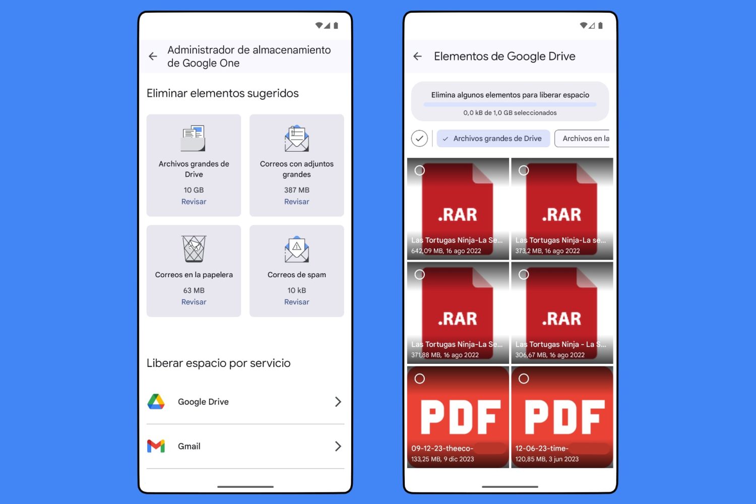 Para limpiar Drive, empieza por los archivos de mayor tamaño