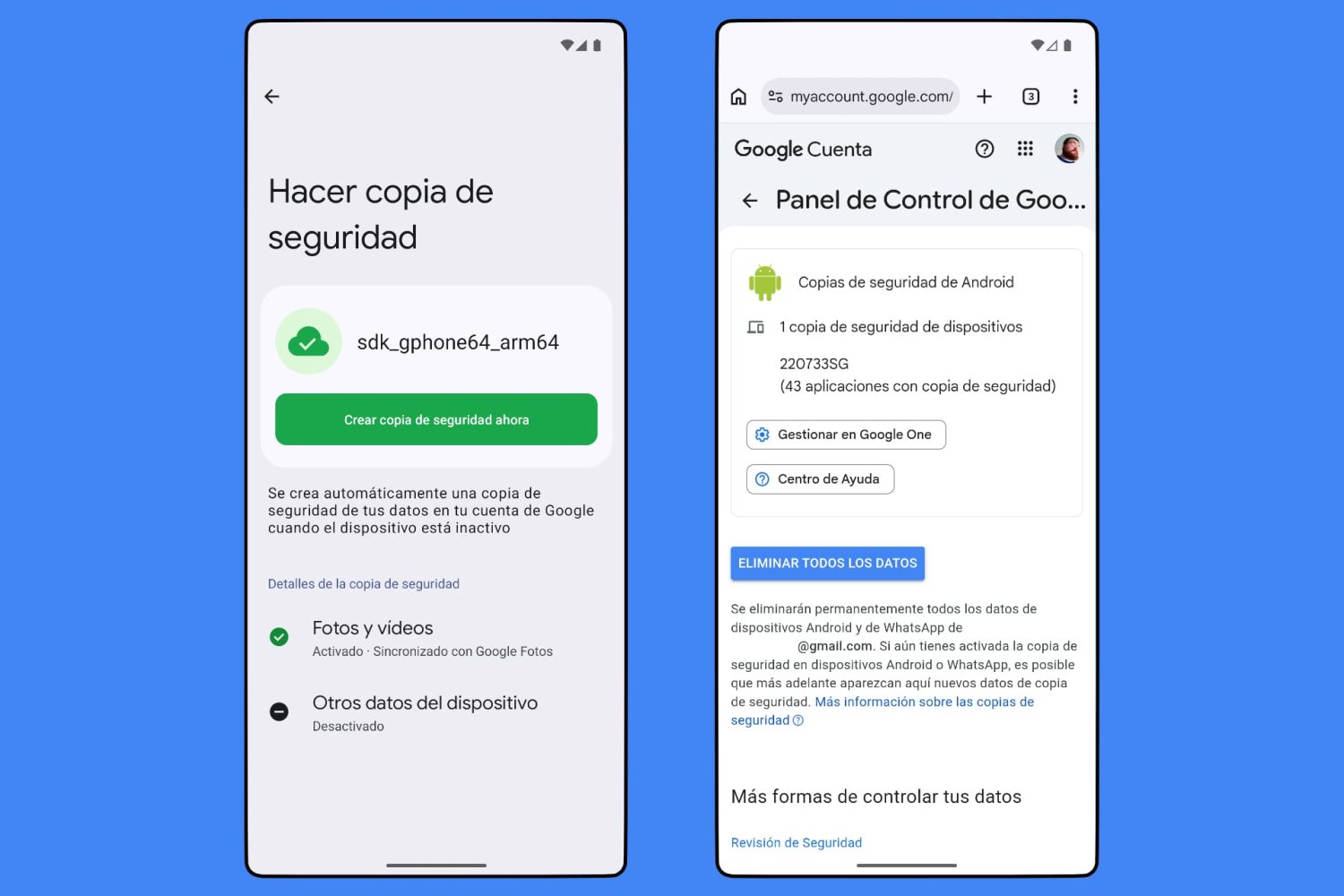 Las copias de seguridad antiguas también ocupan espacio en la nube de Google
