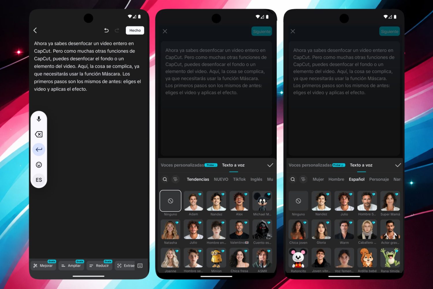 Funciones de CapCut para crear videos de TikTok