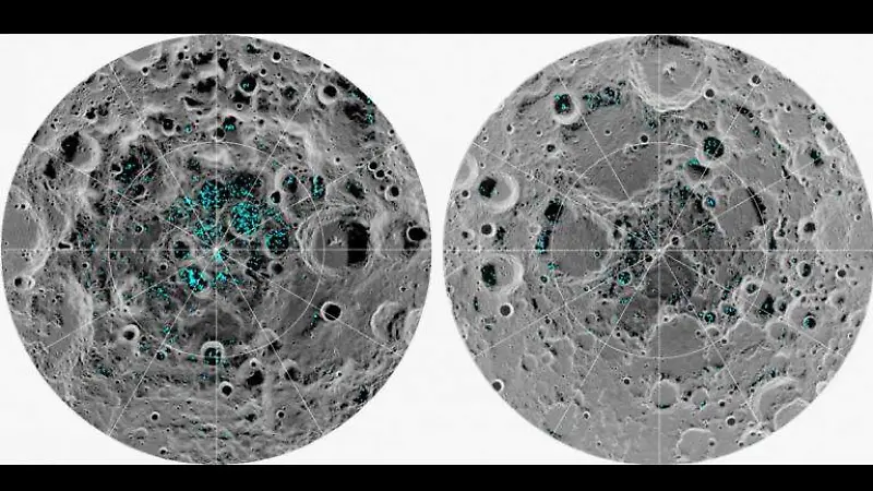 Agua en el Polo Sur de la Luna