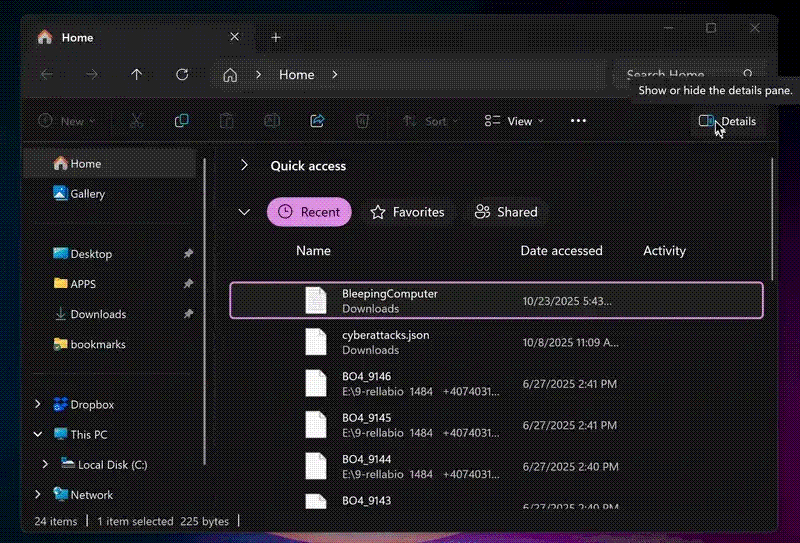 Fallo en el Explorador de archivos de Windows 11