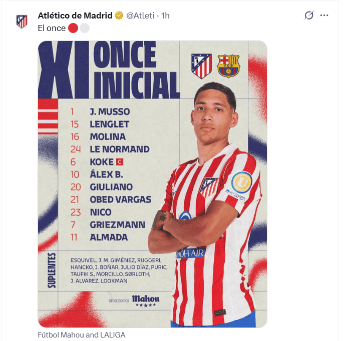 X / @Atleti X / @Atleti