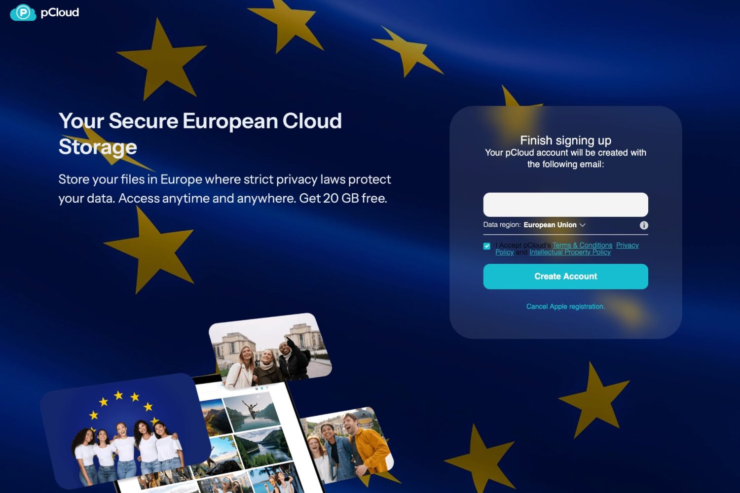 20 GB gratis con pCloud