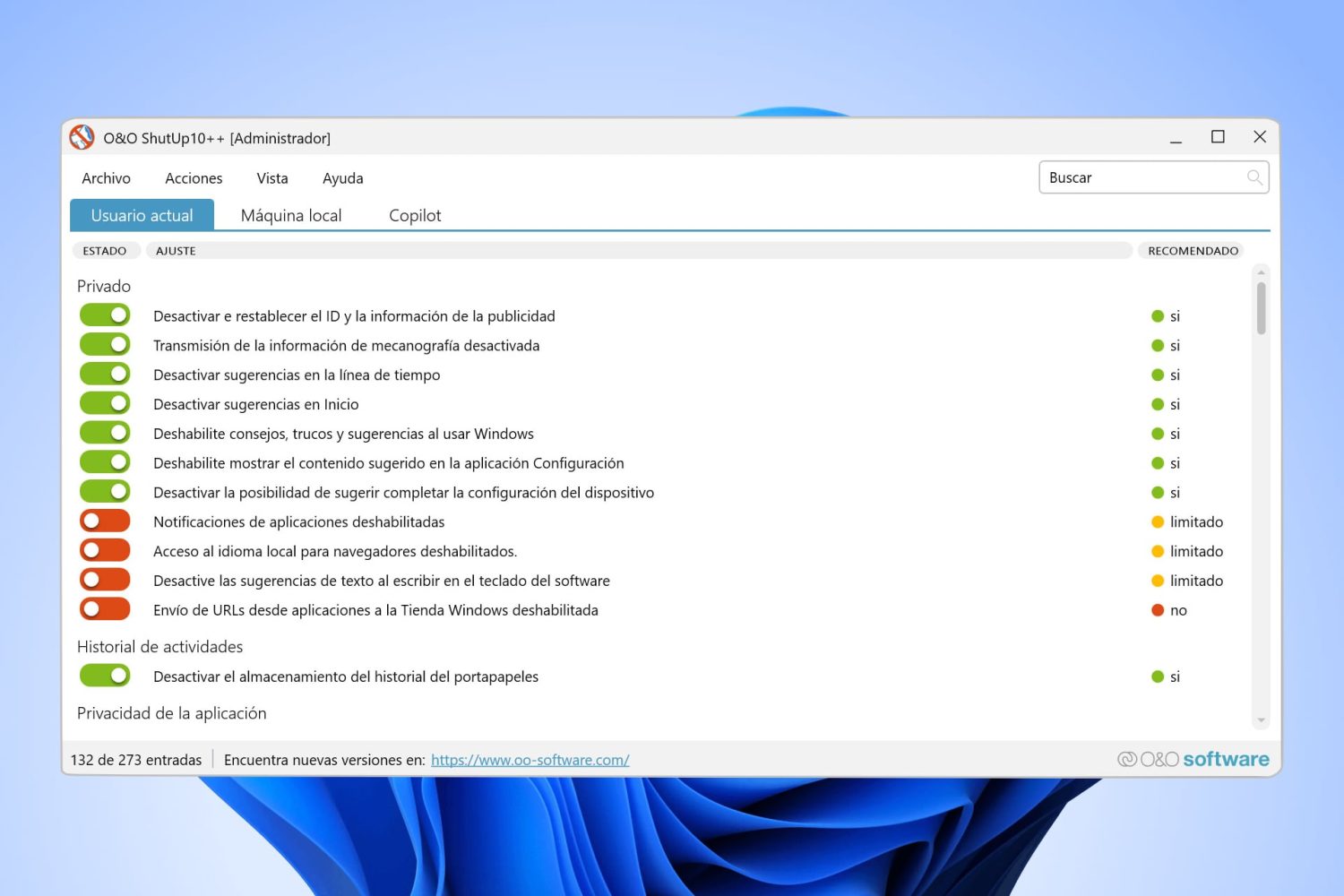 ShutUp10++ te ayuda a modificar Windows 11 para que sea menos entrometido con tu privacidad