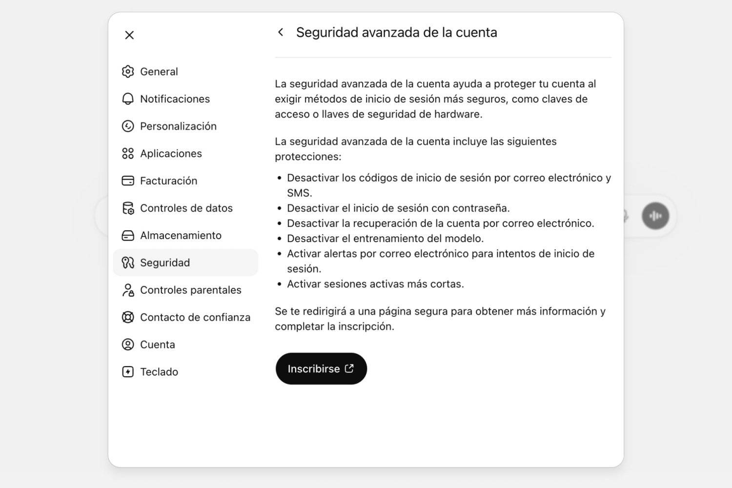 Seguridad de ChatGPT - Seguridad avanzada de la cuenta