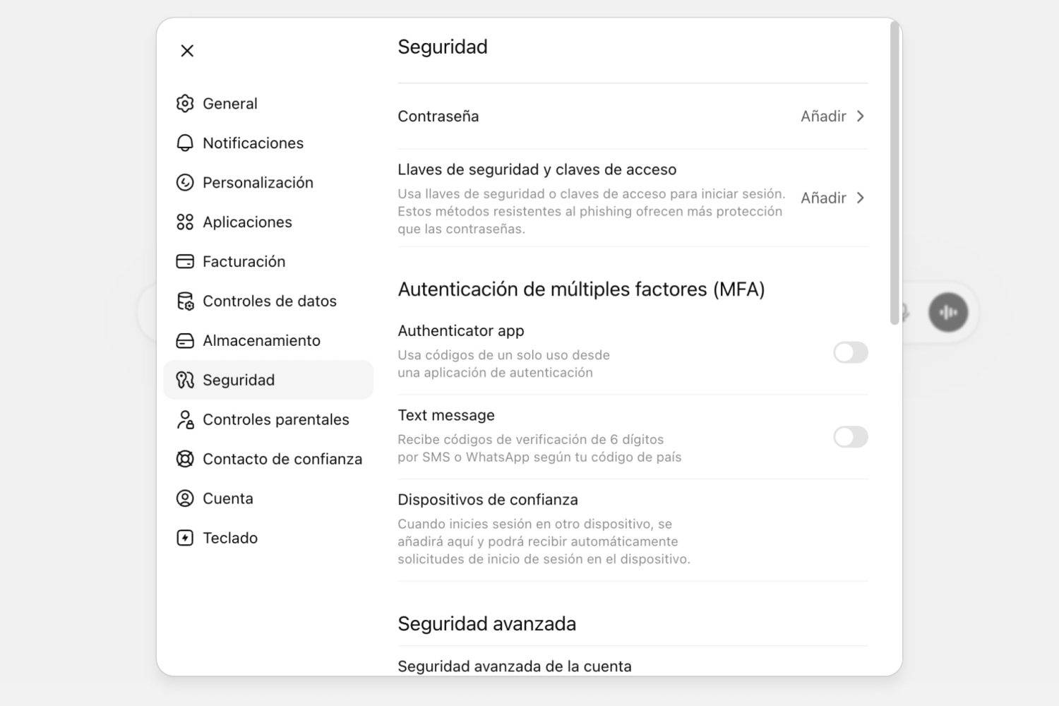 Seguridad de ChatGPT - Seguridad avanzada de la cuenta