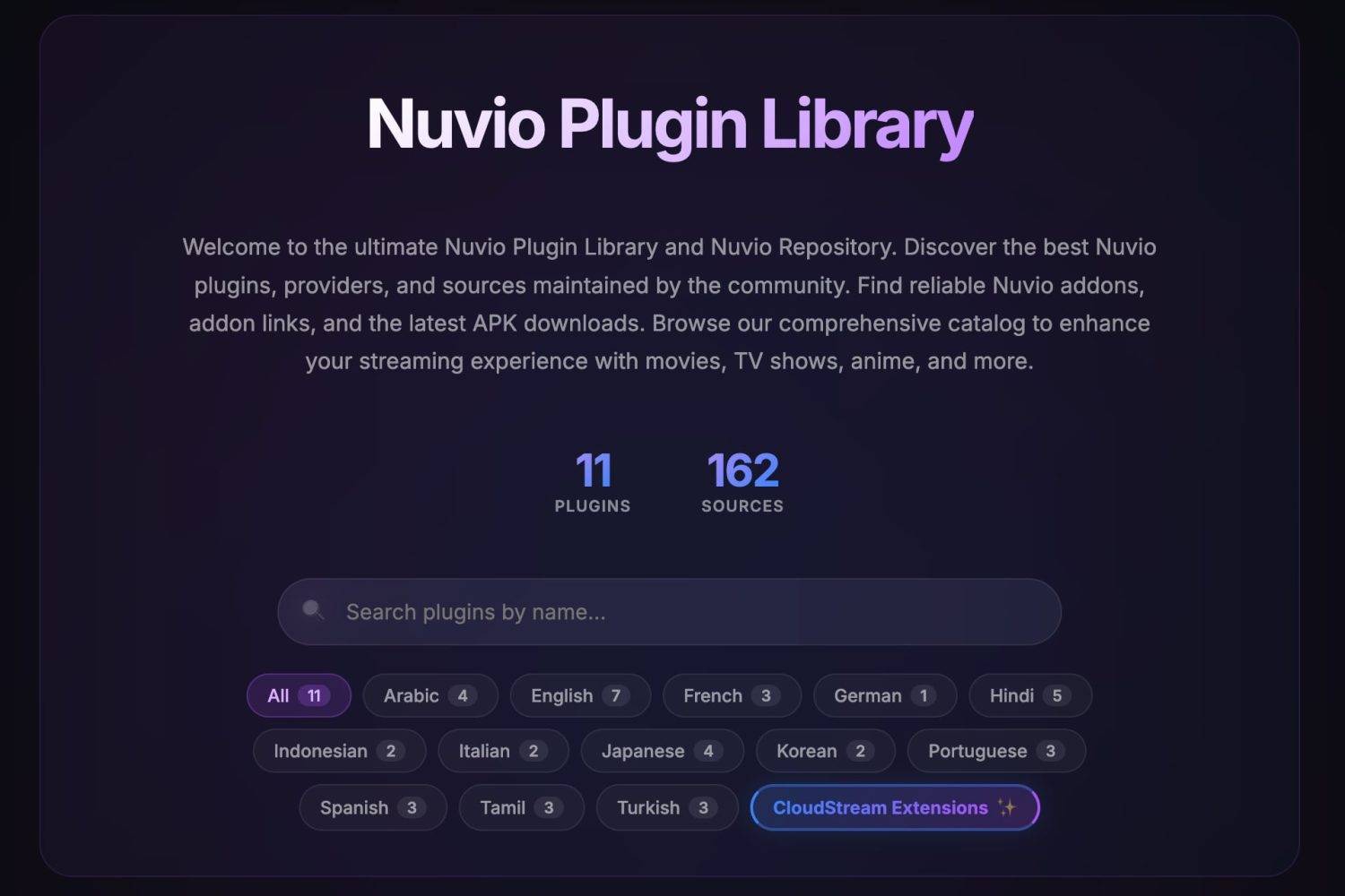 Nuvio tiene sus propios addons pero también es compatible con los complementos de Stremio