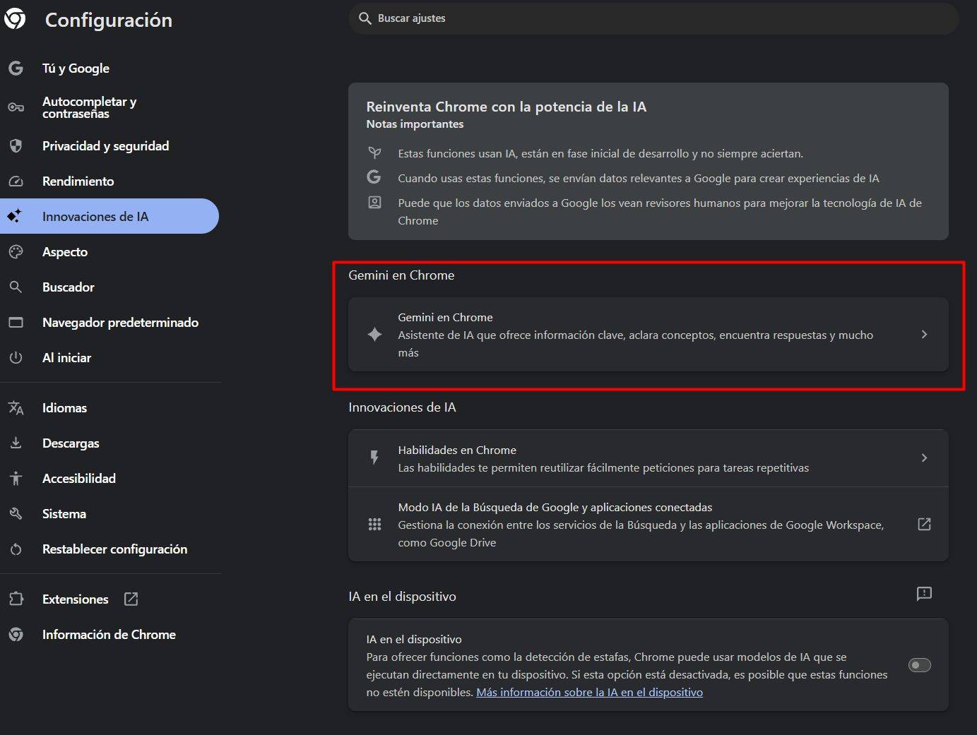 Gemini en Chrome